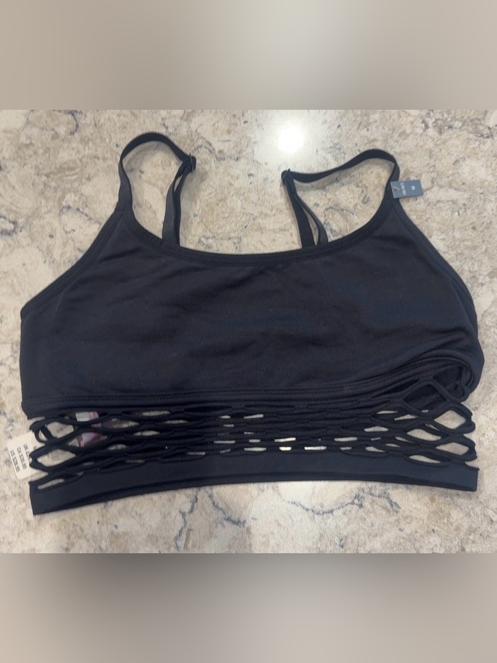 NWT Pink- Black Strappy Cutout Sports Bra